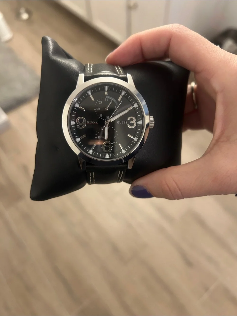 GUESS leather band watch